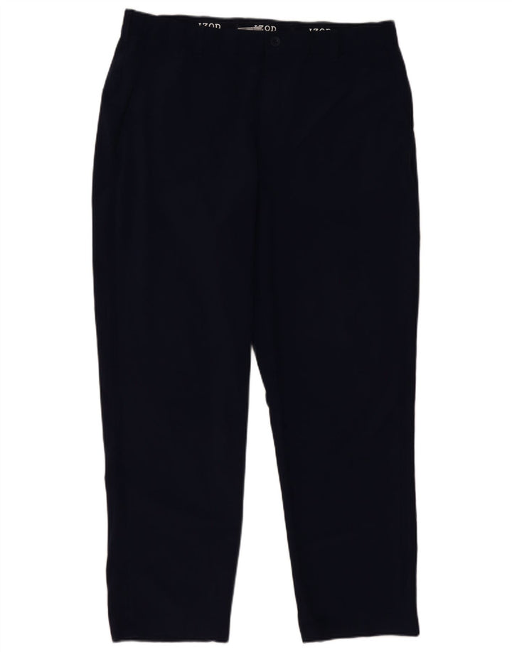 Izod Mens Straight Chino Trousers W40 L30 Navy Blue Polyester