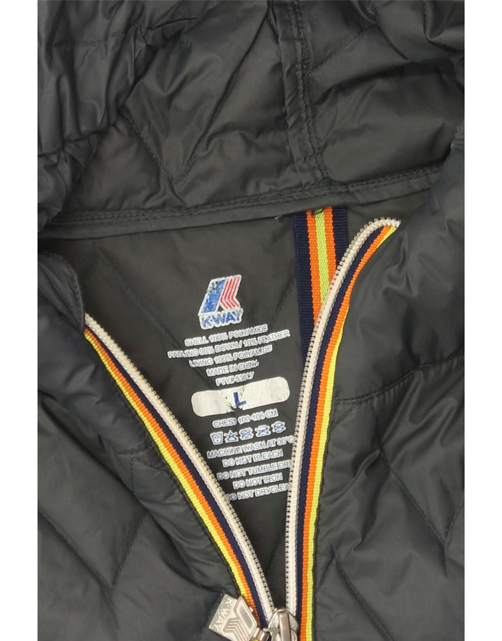 K-Way Mens Hooded Padded Jacket UK 40 Large Grey Polyamide