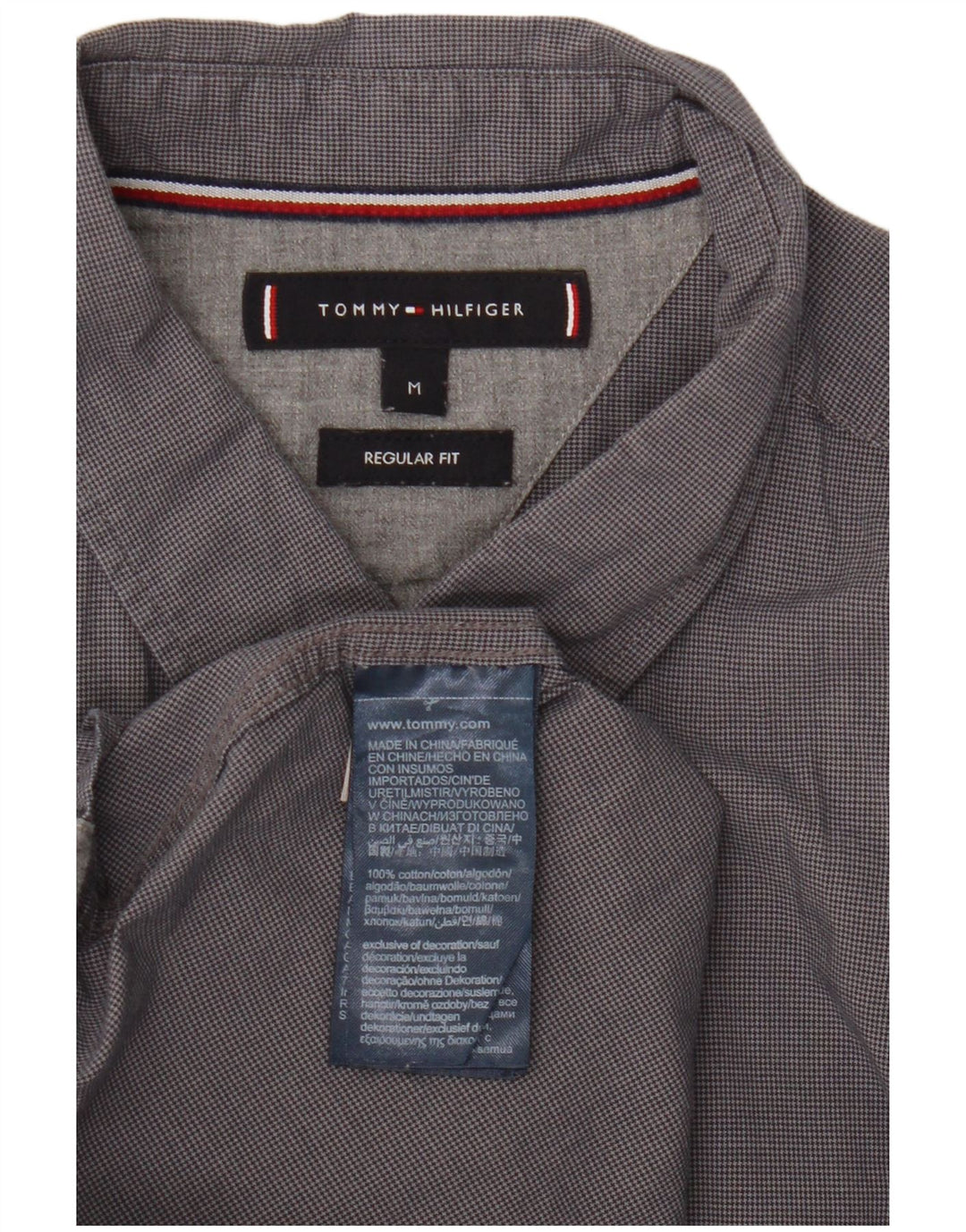 Tommy Hilfiger Mens Regular Fit Shirt Medium Grey Cotton