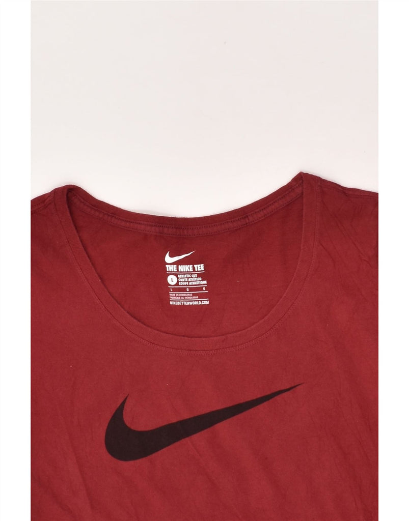 NIKE Womens Graphic T-Shirt Top UK 14 Large Burgundy Cotton | Vintage Nike | Thrift | Second-Hand Nike | Used Clothing | Messina Hembry 