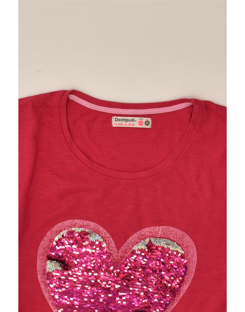 DESIGUAL Girls Graphic T-Shirt Top 13-14 Years Pink Cotton | Vintage Desigual | Thrift | Second-Hand Desigual | Used Clothing | Messina Hembry 