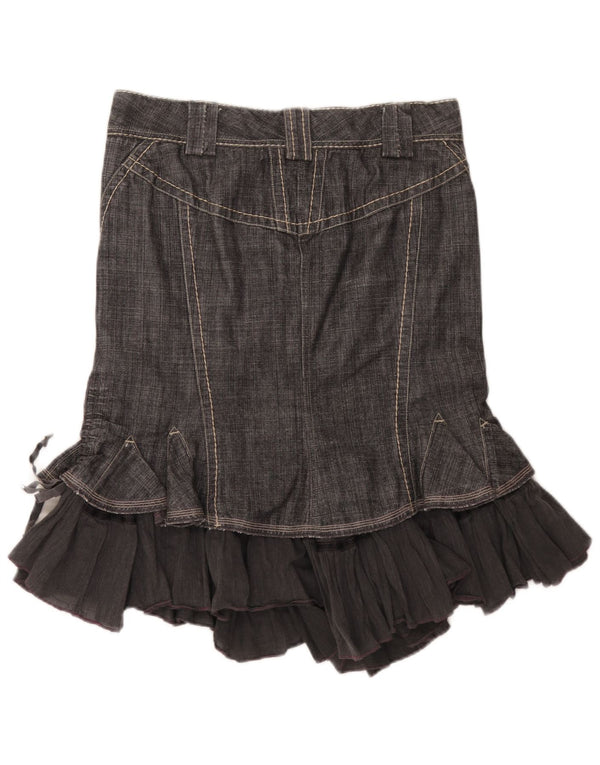 Vintage Womens Asymmetric Denim Skirt IT 46 Large W33 Grey Cotton