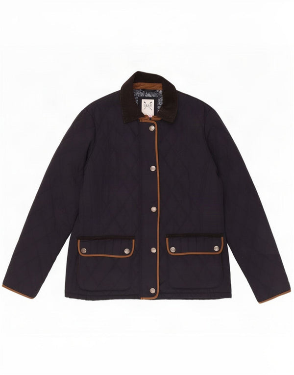 Crew Clothing Womens Quilted Jacket UK 12 Medium Navy Blue Polyester