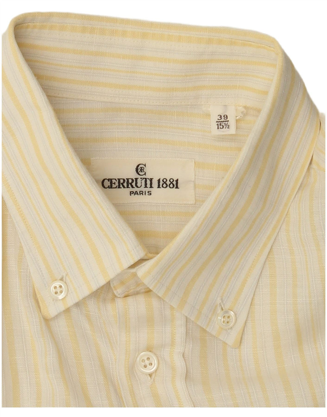 Cerruti 1881 Mens Shirt Size 39 Medium Yellow Striped