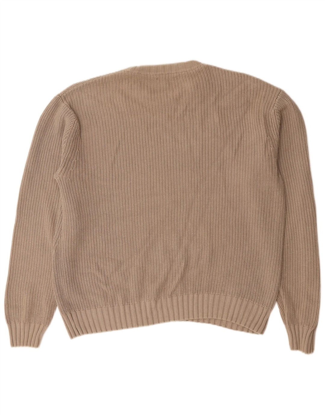 Zara Mens Boat Neck Jumper Sweater Medium Beige Cotton