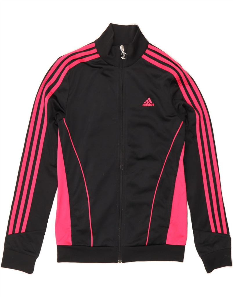 ADIDAS Womens Loose Fit Tracksuit Top Jacket UK 4/6 XS Black Colourblock Vintage Adidas and Second-Hand Adidas from Messina Hembry 