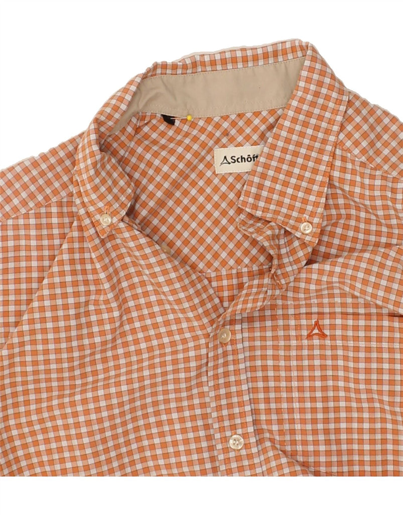 SCHOFFEL Mens Short Sleeve Shirt Large Orange Check Cotton | Vintage Schoffel | Thrift | Second-Hand Schoffel | Used Clothing | Messina Hembry 