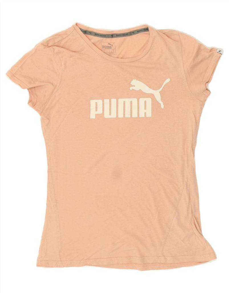 PUMA Womens Graphic T-Shirt Top UK 10 Small Beige | Vintage Puma | Thrift | Second-Hand Puma | Used Clothing | Messina Hembry 