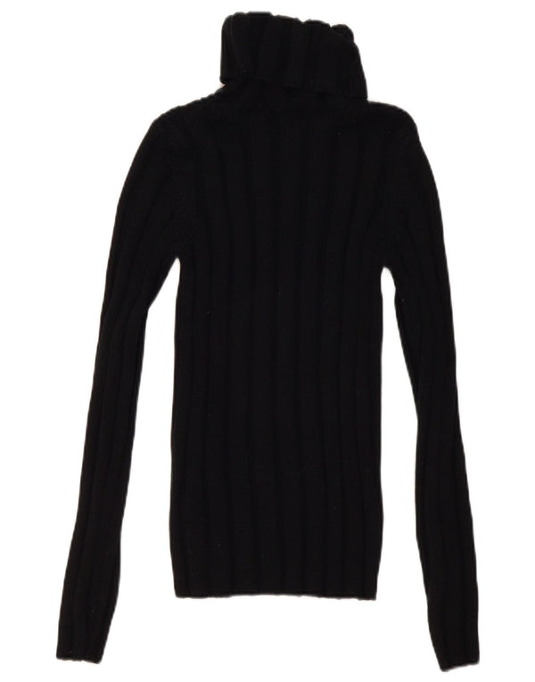 Hugo Boss Womens Roll Neck Jumper Sweater UK 8 Small Black Wool