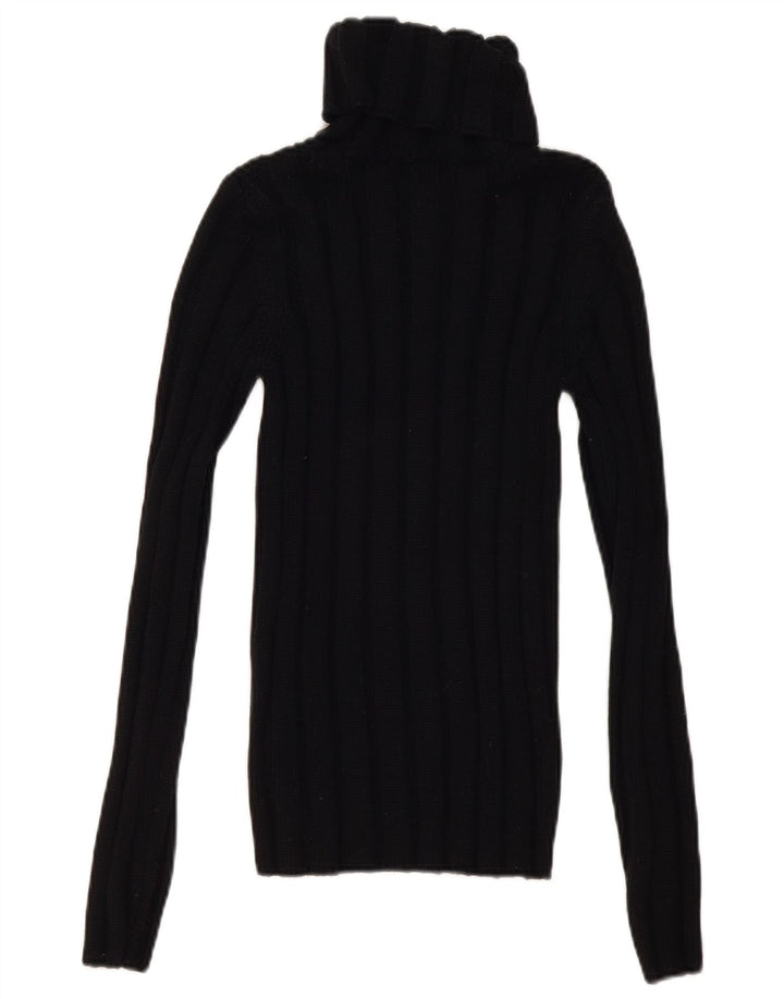 Hugo Boss Womens Roll Neck Jumper Sweater UK 8 Small Black Wool