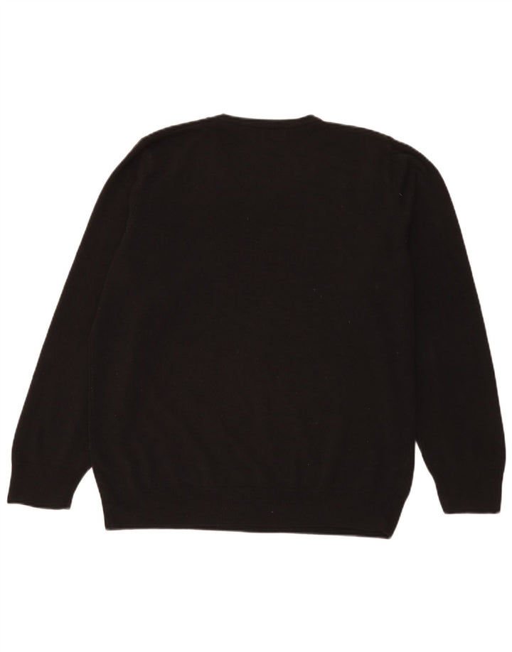 Marks & Spencer Mens Blue Harbour V-Neck Jumper Sweater Large Black Acrylic