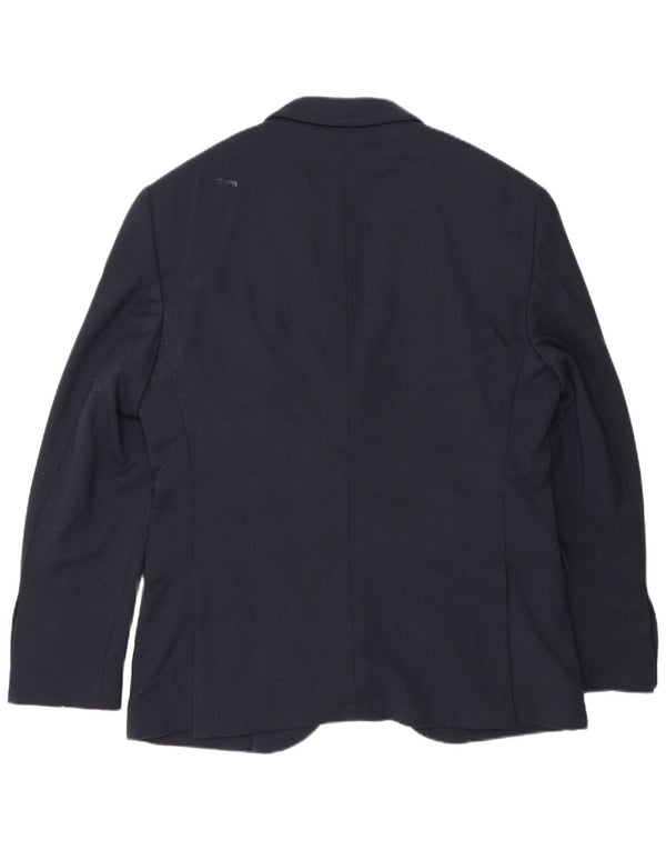 Massimo Dutti Mens 2 Button Blazer Jacket EU 50 Medium Navy Blue Wool