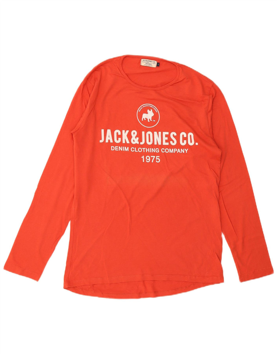 JACK & JONES Mens Graphic Top Long Sleeve Large Orange Cotton