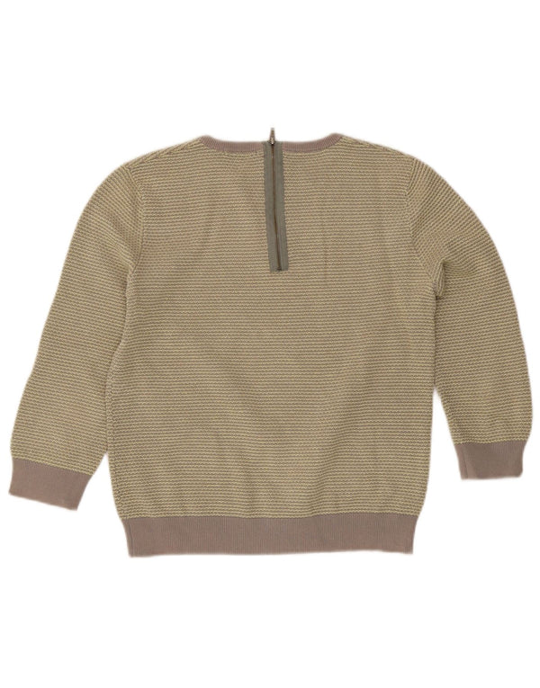 Cos Womens 3/4 Sleeve Boat Neck Jumper Sweater UK 10 Small Grey Striped