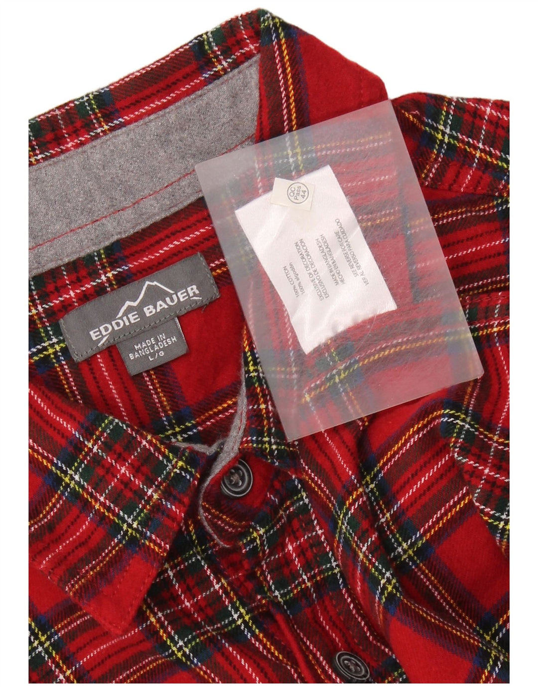 Eddie Bauer Mens Flannel Shirt Large Red Check Cotton