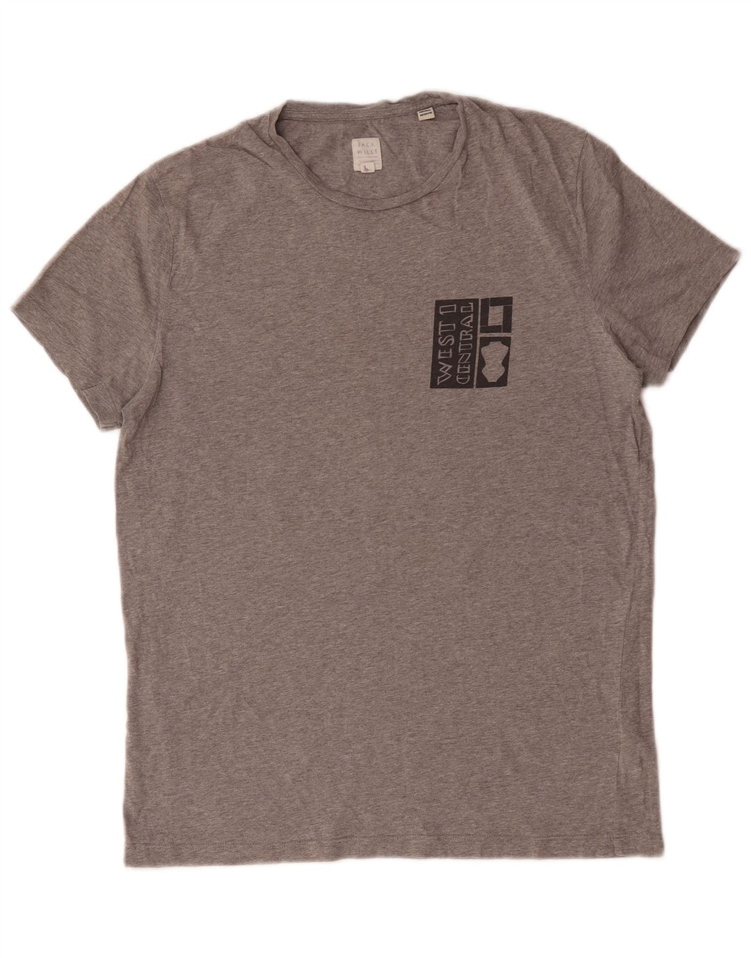 Jack Wills Mens Graphic T-Shirt Top Small Grey Flecked Cotton