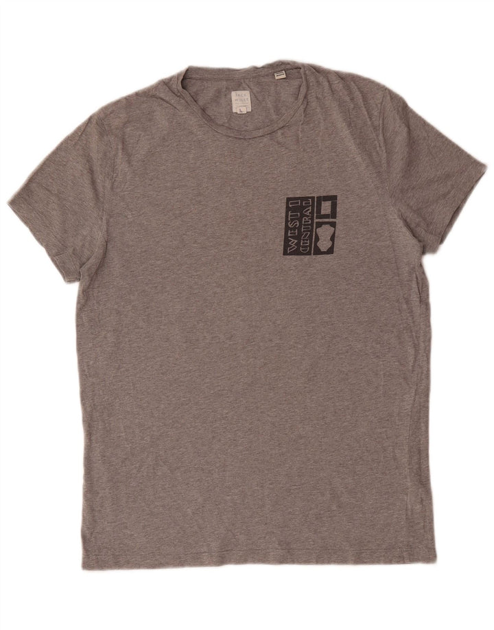 Jack Wills Mens Graphic T-Shirt Top Small Grey Flecked Cotton