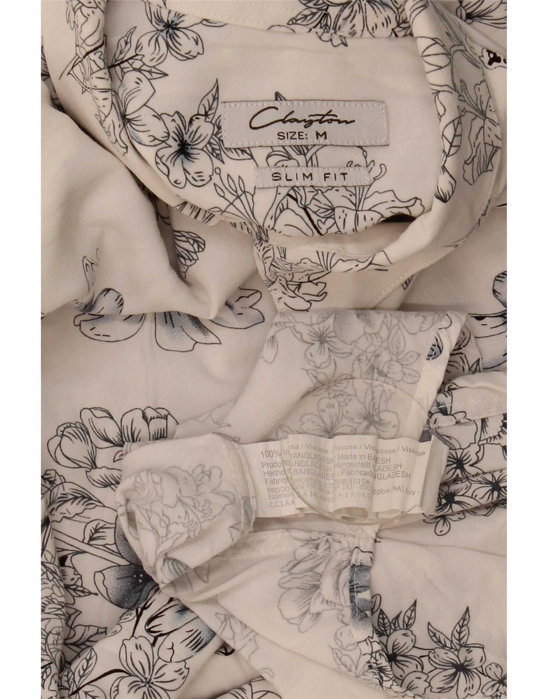 Clayton Mens Slim Fit Shirt Medium Blue Floral Viscose