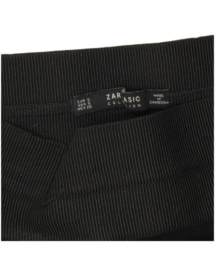 Zara Womens Leggings UK 10 Small  Black Pinstripe
