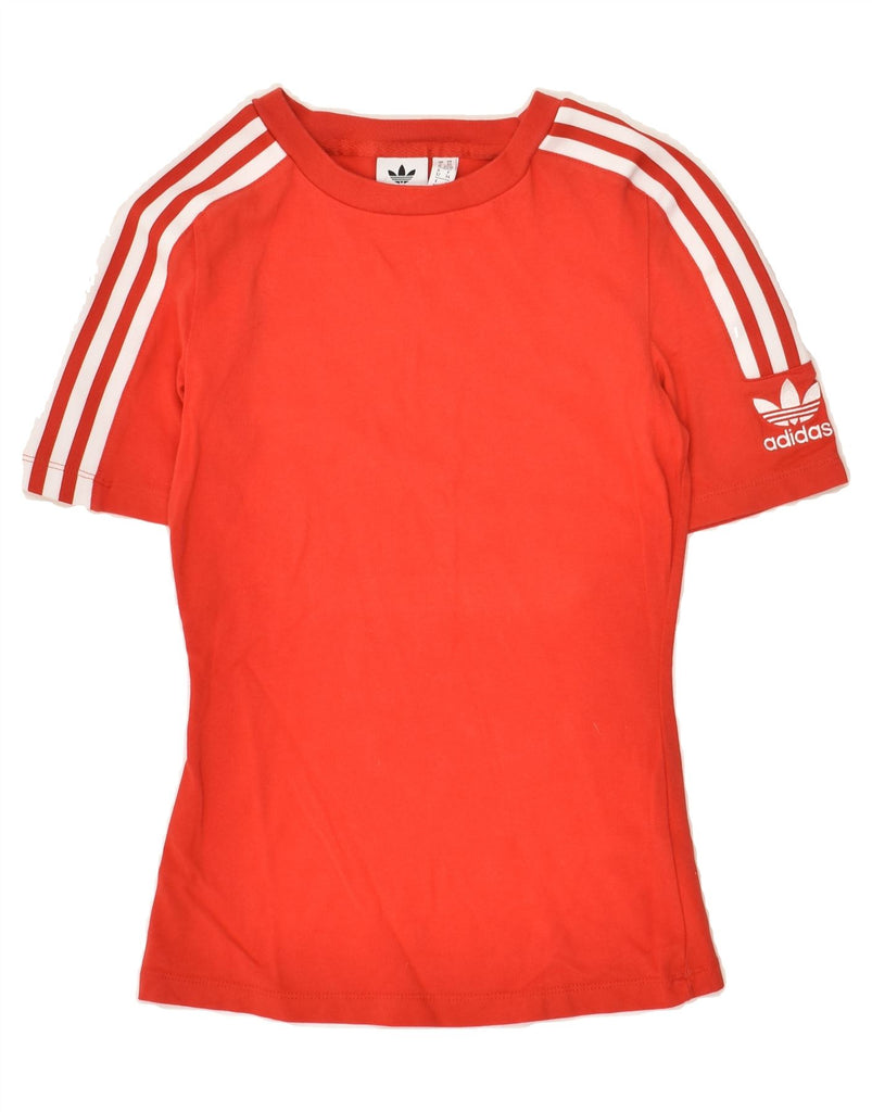 ADIDAS Womens T-Shirt Top UK 6 XS  Red Cotton | Vintage Adidas | Thrift | Second-Hand Adidas | Used Clothing | Messina Hembry 