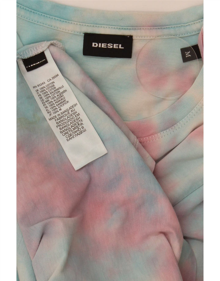 Diesel Mens Graphic T-Shirt Top Medium Multicoloured Tie Dye Cotton