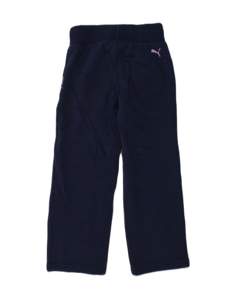 PUMA Girls Graphic Tracksuit Trousers 7-8 Years Navy Blue Cotton | Vintage Puma | Thrift | Second-Hand Puma | Used Clothing | Messina Hembry 