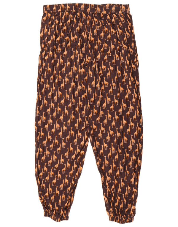 Fat Face Womens Casual Trousers UK 14 Large W32 L29 Black Animal Print