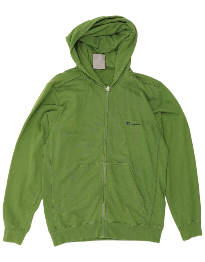 Champion Mens Zip Hoodie Sweater Large Green Cotton
