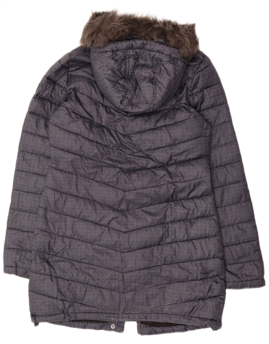 SUPERDRY Womens Hooded Padded Coat UK 12 Medium Navy Blue Polyester