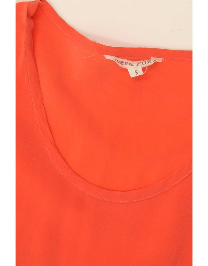 Vintage Womens Blouse Top UK 10 Small Orange Silk