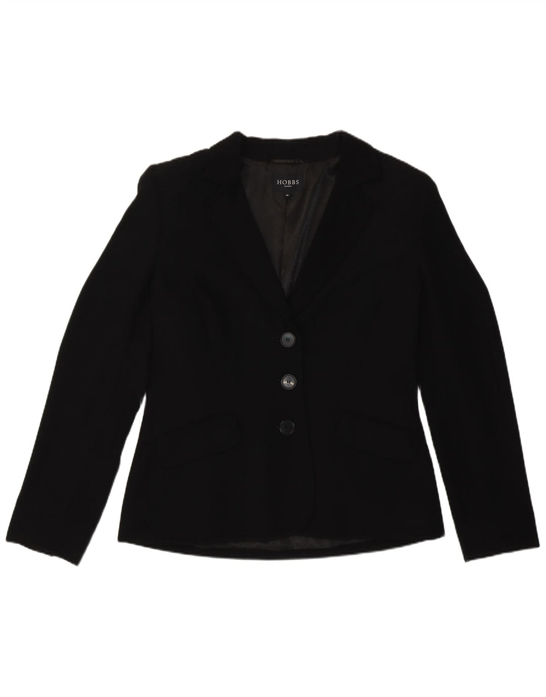 Hobbs Womens 3 Button Blazer Jacket UK 14 Large  Black Polyester