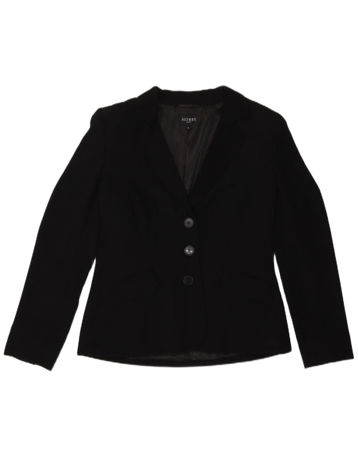 Hobbs Womens 3 Button Blazer Jacket UK 14 Large  Black Polyester