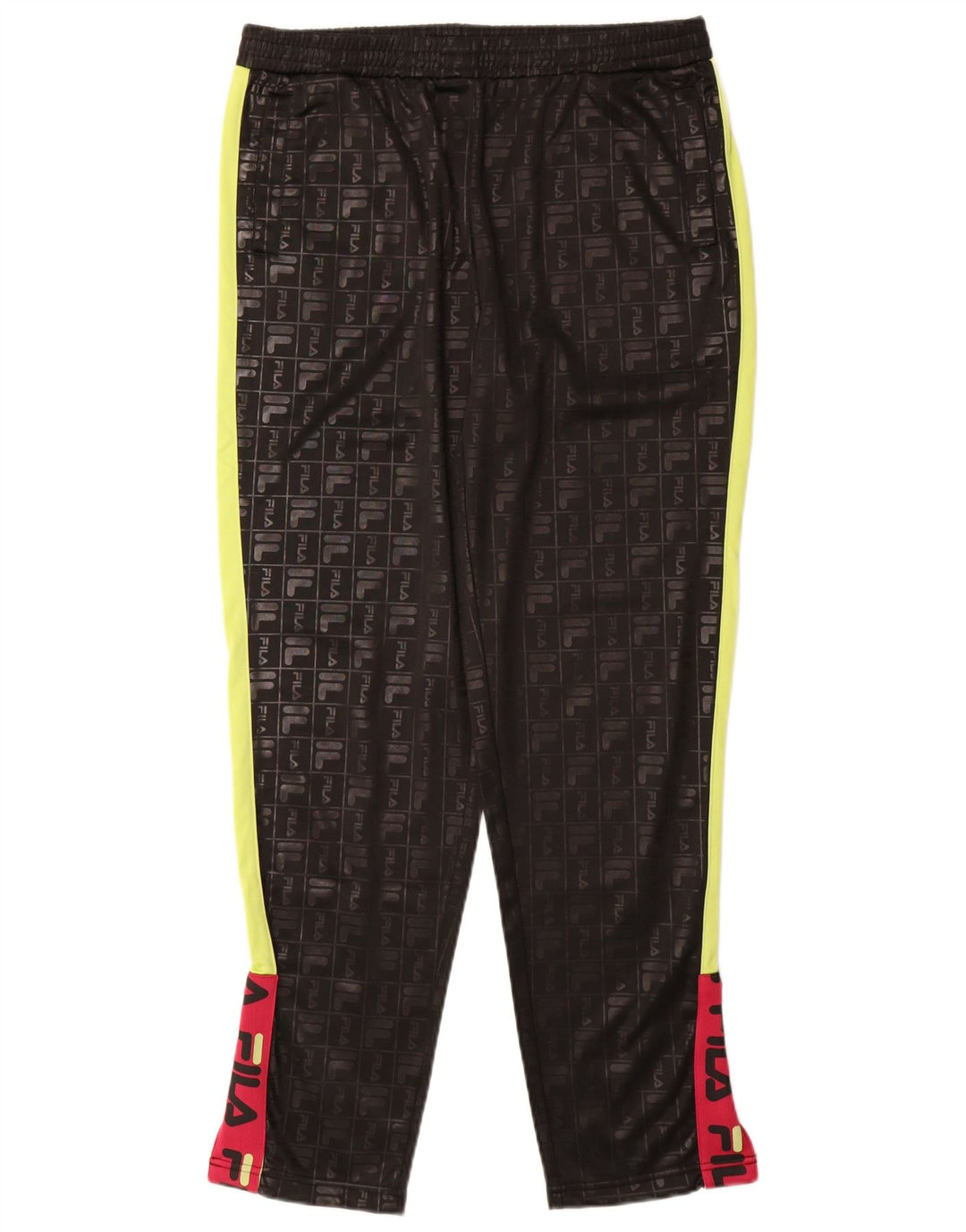 Fila Womens Graphic Tracksuit Trousers UK 14 Medium Black Colourblock
