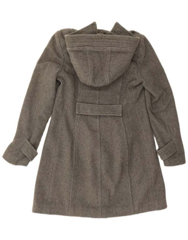 Vintage Womens Hooded Duffle Coat IT 44 Medium Grey Wool