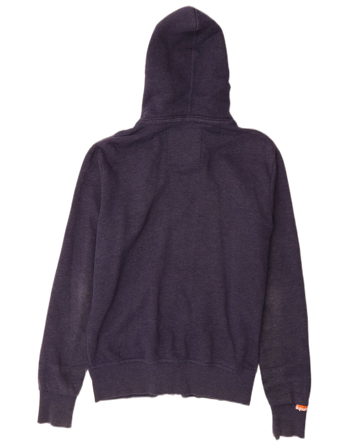 Superdry Mens Zip Hoodie Sweater Medium Navy Blue Cotton