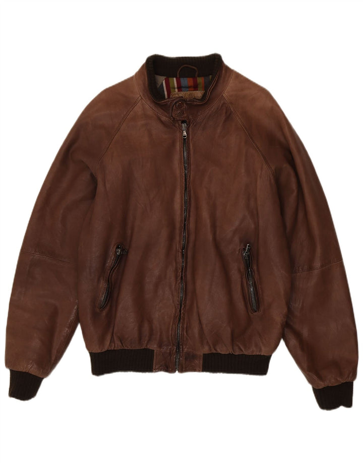 Vintage Mens Leather Jacket IT 50 Large Brown