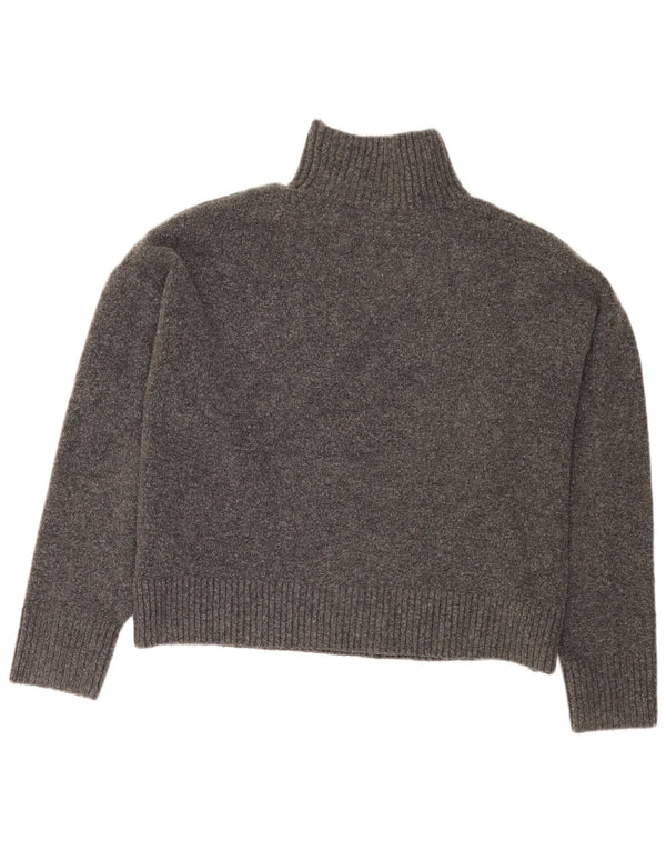 Zara Womens Crop Oversized Turtle Neck Jumper Sweater UK 16 Large Grey