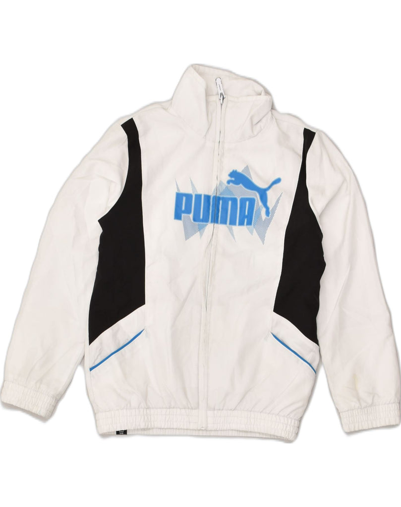 PUMA Boys Graphic Tracksuit Top Jacket 5-6 Years XS White Colourblock | Vintage Puma | Thrift | Second-Hand Puma | Used Clothing | Messina Hembry 