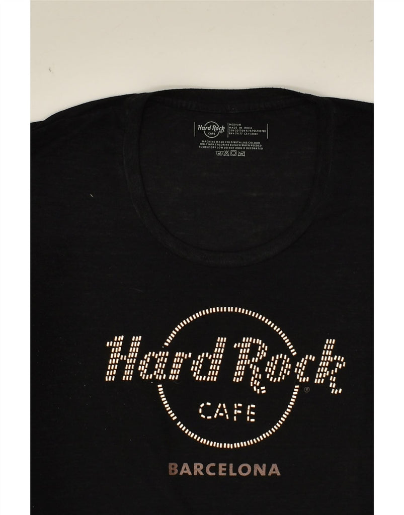 HARD ROCK CAFE Womens Barcelona Graphic T-Shirt Top UK 14 Medium Black | Vintage Hard Rock Cafe | Thrift | Second-Hand Hard Rock Cafe | Used Clothing | Messina Hembry 