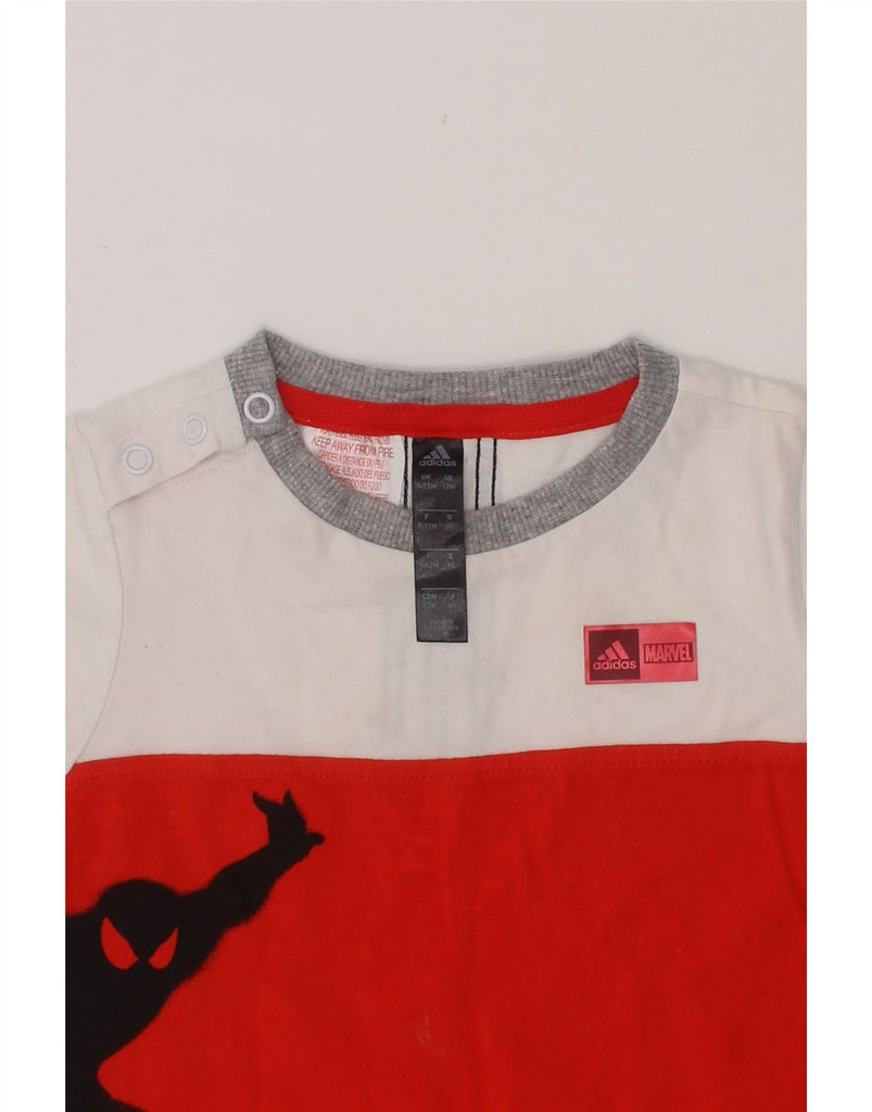 ADIDAS Baby Boys Graphic T-Shirt Top 9-12 Months Red Colourblock Cotton Vintage Adidas and Second-Hand Adidas from Messina Hembry 