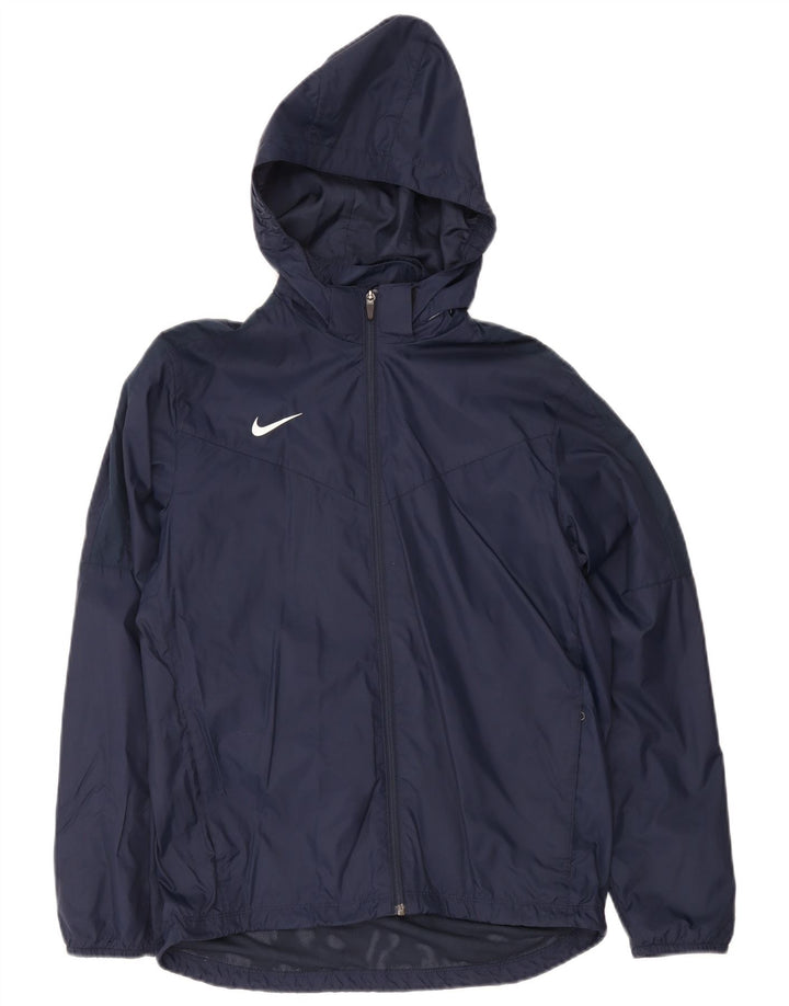 Nike Boys Hooded Rain Jacket 13-14 Years XL Navy Blue Nylon