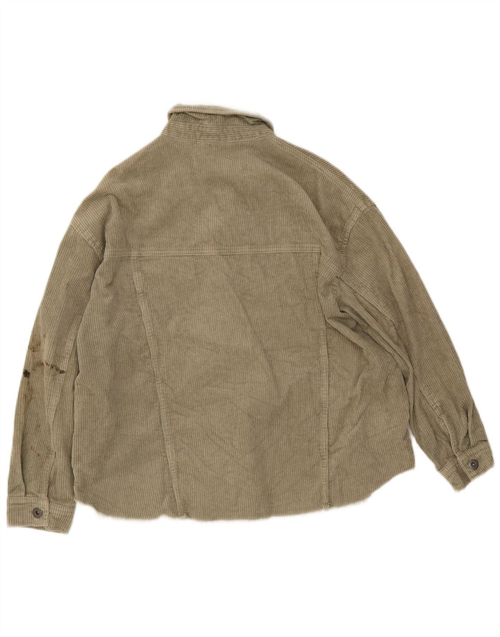 Zara Womens Corduroy Jacket UK 14 Medium Khaki Cotton