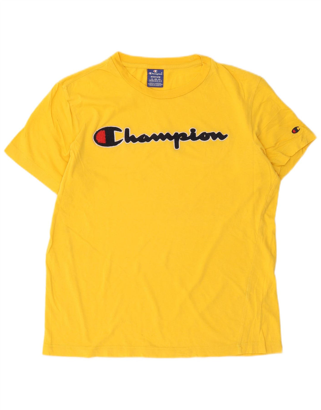 Champion Mens Graphic T-Shirt Top Medium Yellow