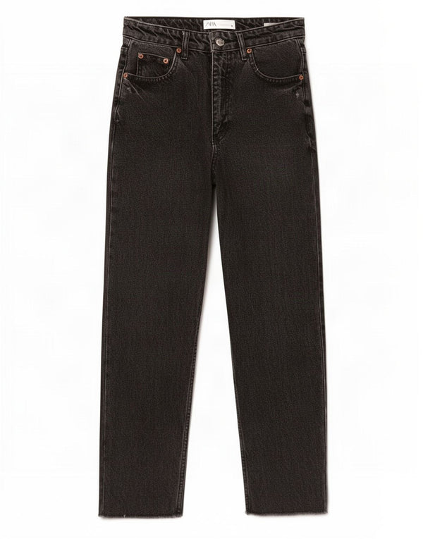 Zara Womens Mom High Waist Tapered Jeans EU 36 XS W26 L25 Black Cotton