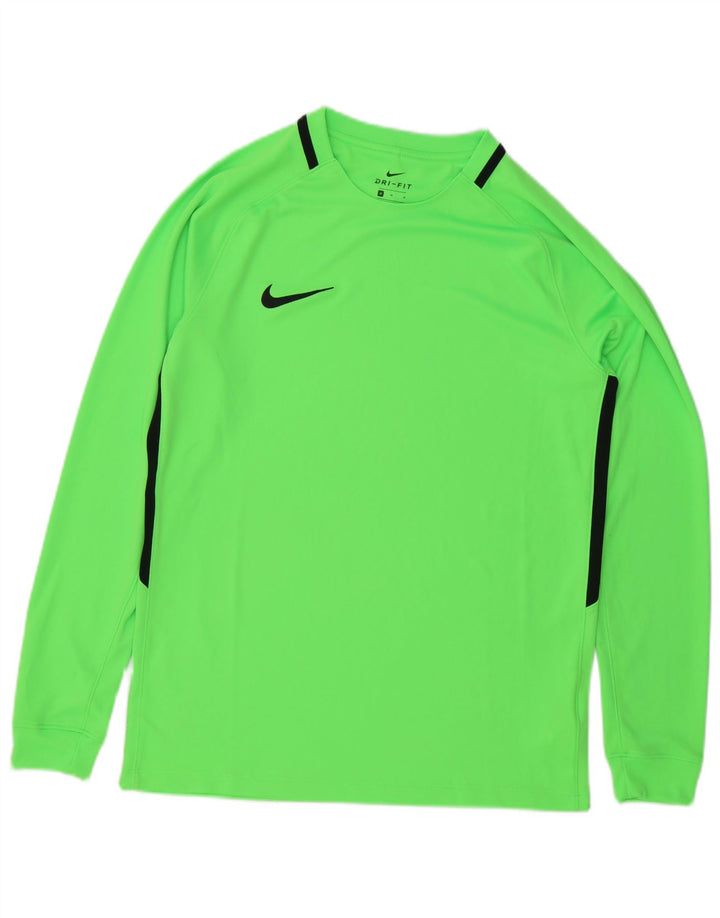 Nike Mens Dri Fit Top Long Sleeve Medium Green Colourblock Polyester
