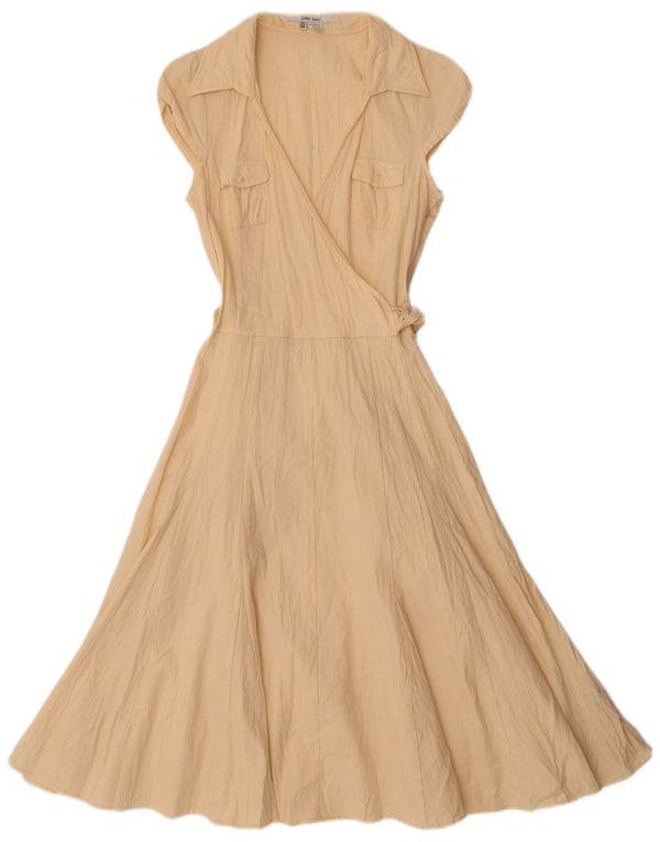 Zara Womens A-Line Dress UK 12 Medium Yellow Cotton