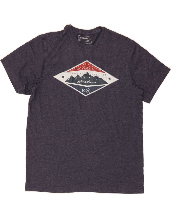 EDDIE BAUER Mens Graphic T-Shirt Top Medium Navy Blue Cotton Vintage Eddie Bauer and Second-Hand Eddie Bauer from Messina Hembry 