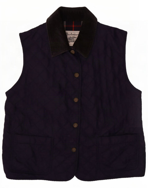Burberrys Womens Quilted Gilet UK 14 Medium Navy Blue