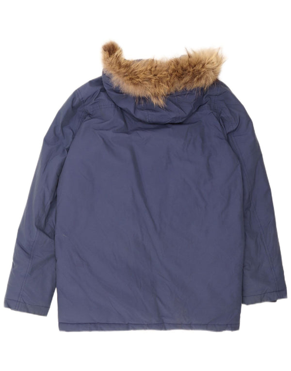 Woolrich Boys Hooded Padded Coat 13-14 Years Blue Cotton