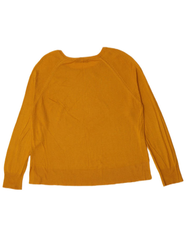Zara Womens Boat Neck Jumper Sweater UK 14 Medium Yellow Viscose